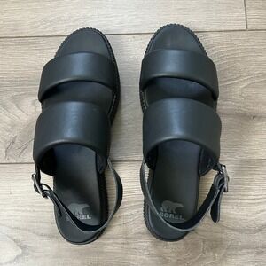 Sorel Black Cushioned Slide Sandals with Slingback